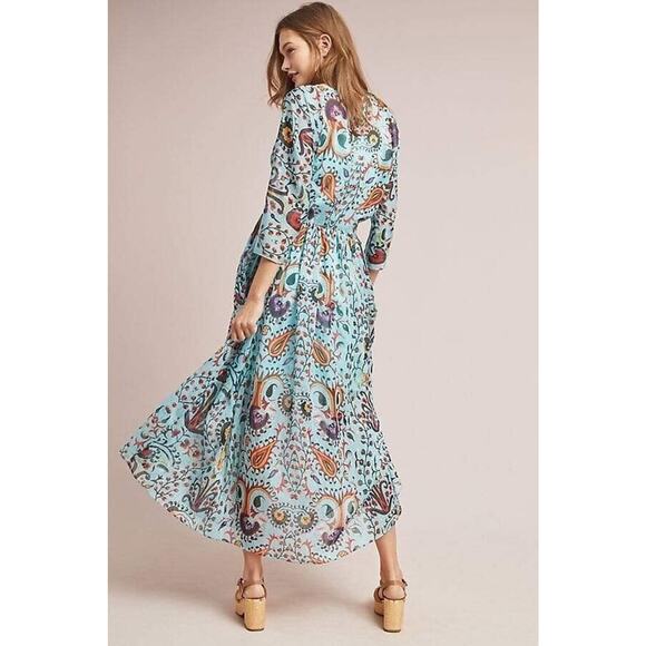 EVA by EVA FRANCO Sz 14 Blue Turquoise Paisley Maxi Boho Dress NWT - Picture 11 of 11